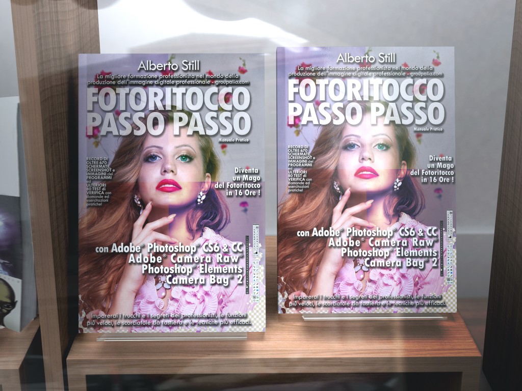 esempio scaffale render copertina NON definitiva rigida [su richiesta] libro FOTORITOCCO PASSO PASSO manuale pratico di adobe photoshop adobe camera raw photoshop elements camerabag2 by Alberto Still