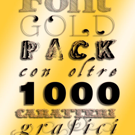Font Gold Pack: libreria con oltre 1000 font/caratteri grafici per rendere più belle le tue impaginazioni con Photoshop® e con tutti gli altri programmi di grafica che utilizzano testi. Puoi usare questi font con Photoshop®, Lightroom®, Illustrator®, InDesign®, Corel Draw®, e anche con Word®, Excel®, Windows® Office®, e Open Office®!