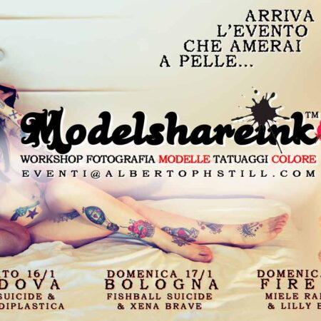 locandina ModelsharinK™ workshop di fotografia glamour con modelle tatuate e suicide by Alberto Still