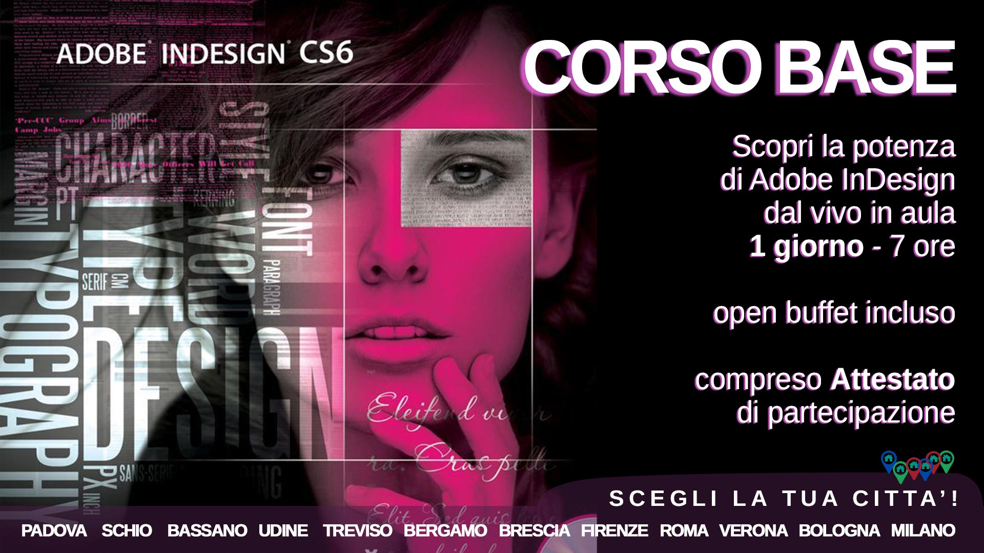 Corso Adobe Indesign Base Padova Treviso Milano Bergamo Brescia Bologna Udine Schio Bassano Firenze Roma